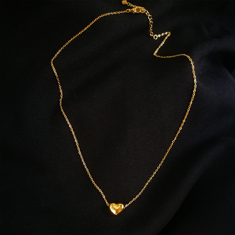 Edelstahl 304 18 Karat Vergoldet IG-Stil Überzug Herzform Halskette Mit Anhänger display picture 5
