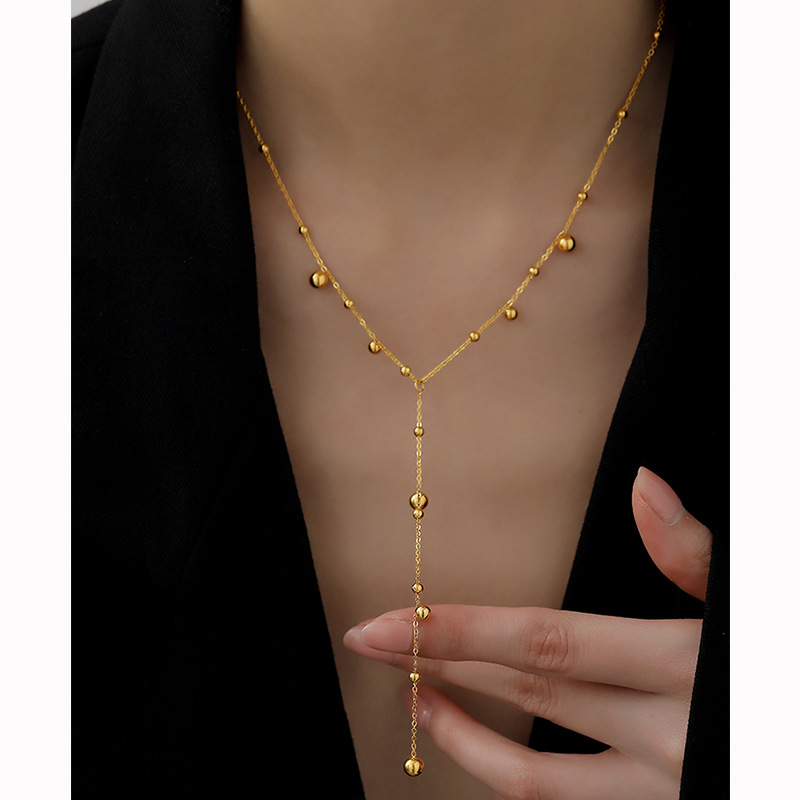 304 Stainless Steel 18K Gold Plated Vintage Style Plating Solid Color Necklace display picture 3