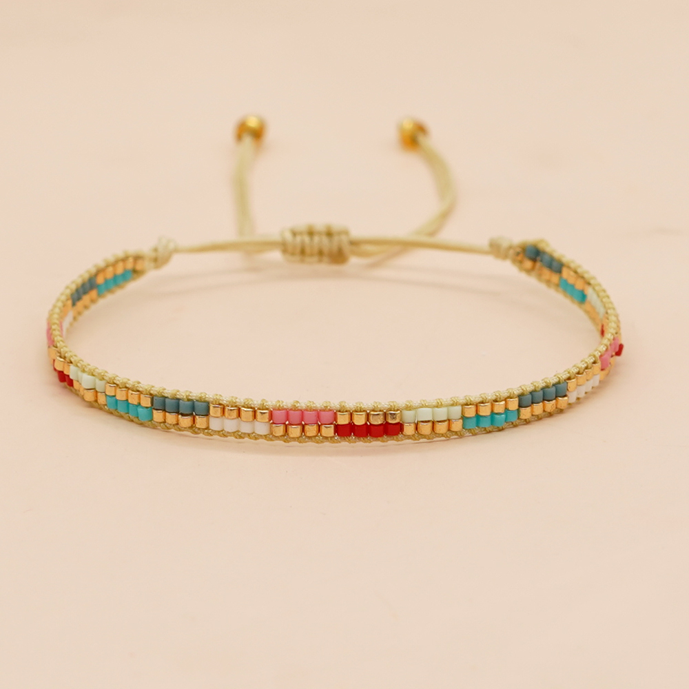 Basic Colorful Glass Braid Woven Belt Women's Bracelets display picture 2