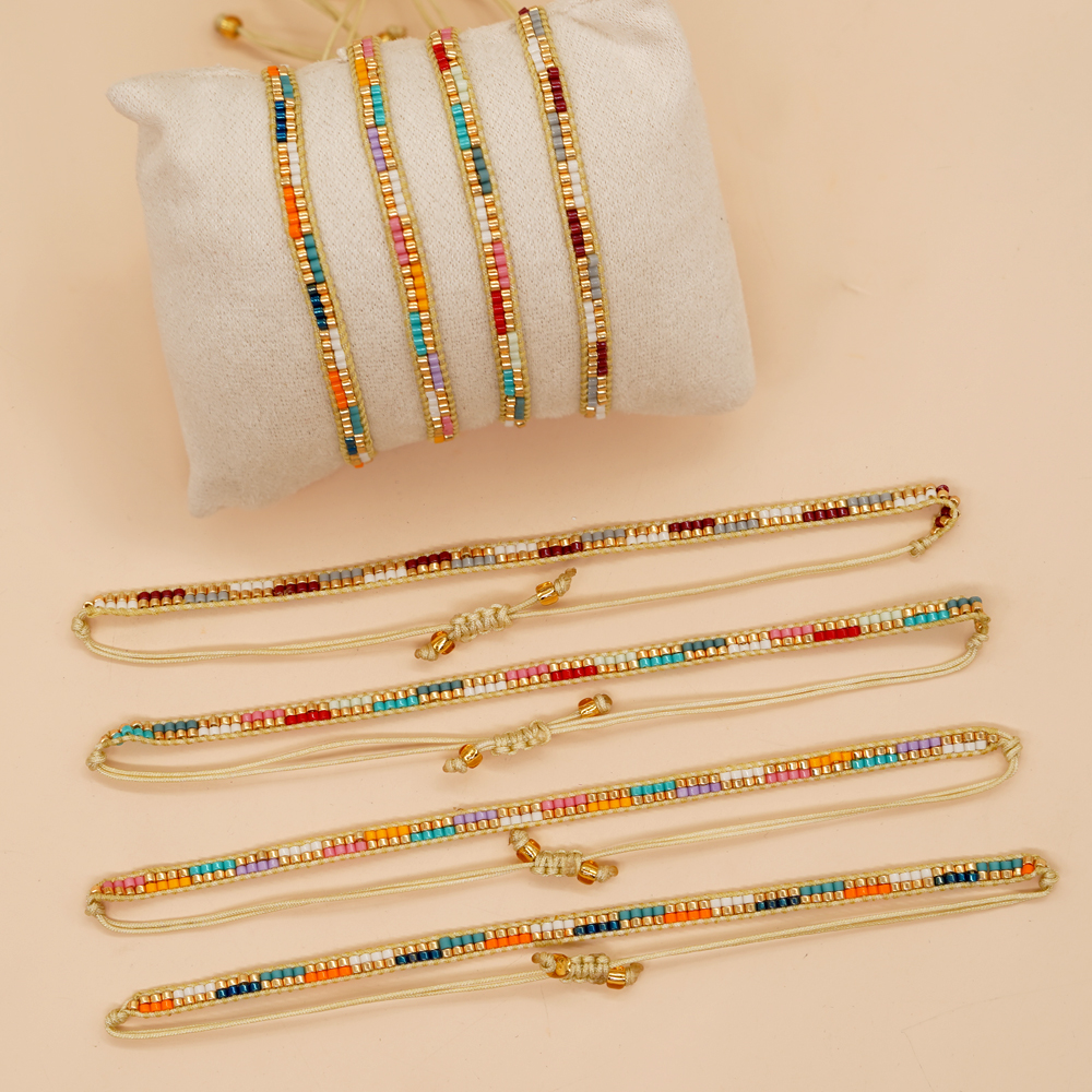 Basic Colorful Glass Braid Woven Belt Women's Bracelets display picture 11