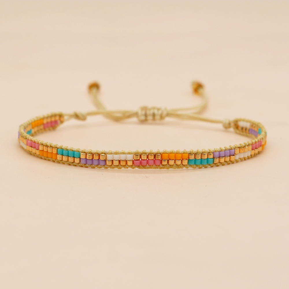 Basic Colorful Glass Braid Woven Belt Women's Bracelets display picture 5