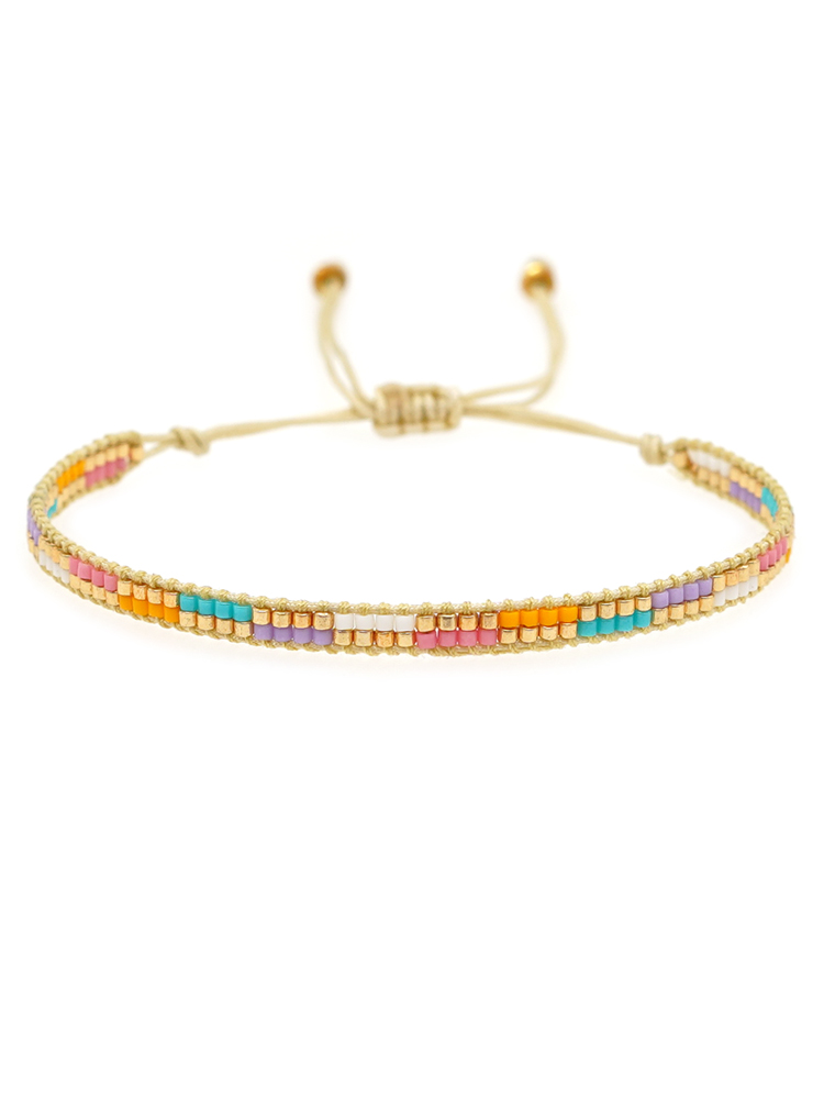 Basic Colorful Glass Braid Woven Belt Women's Bracelets display picture 8