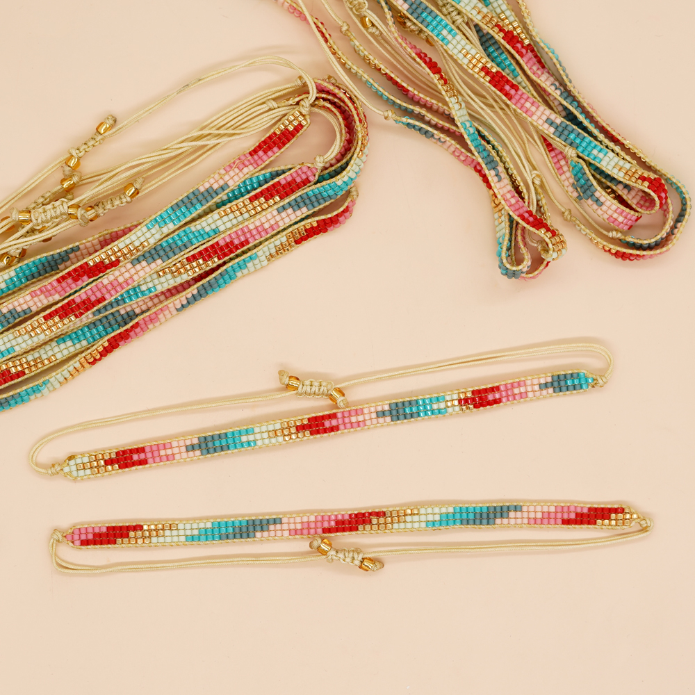 Basic Colorful Glass Braid Woven Belt Women's Bracelets display picture 28