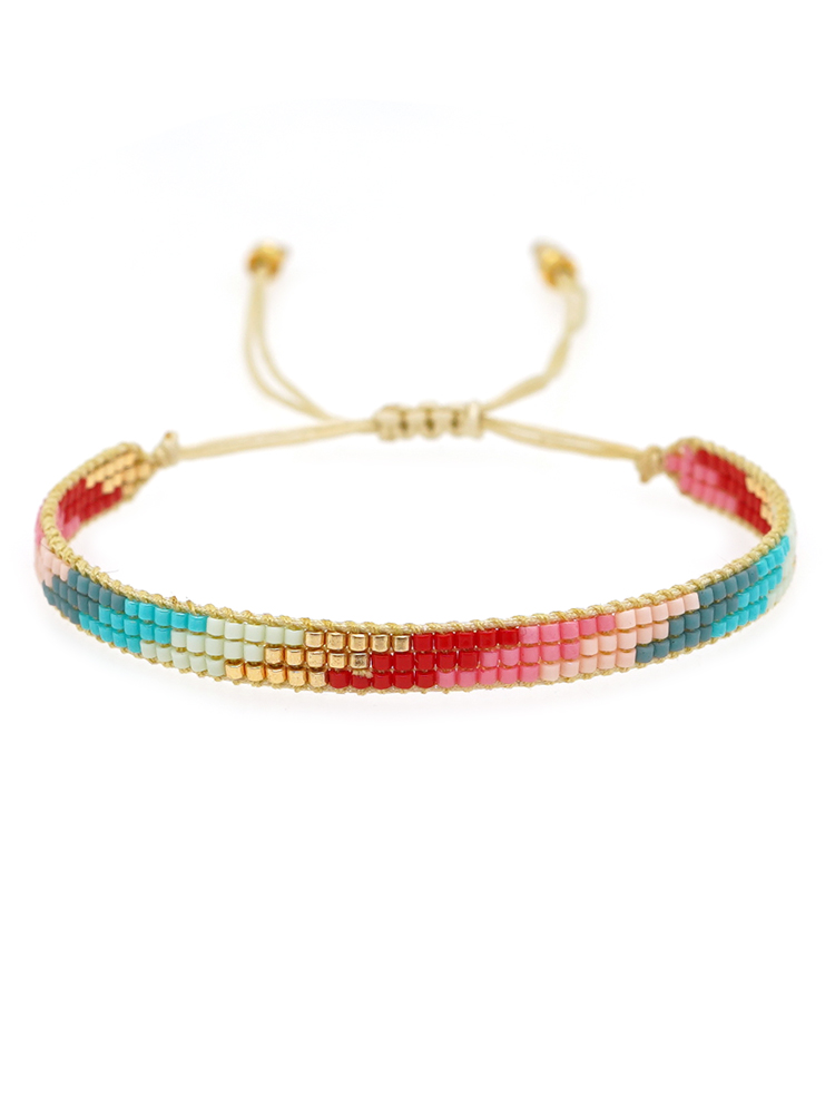 Basic Colorful Glass Braid Woven Belt Women's Bracelets display picture 13