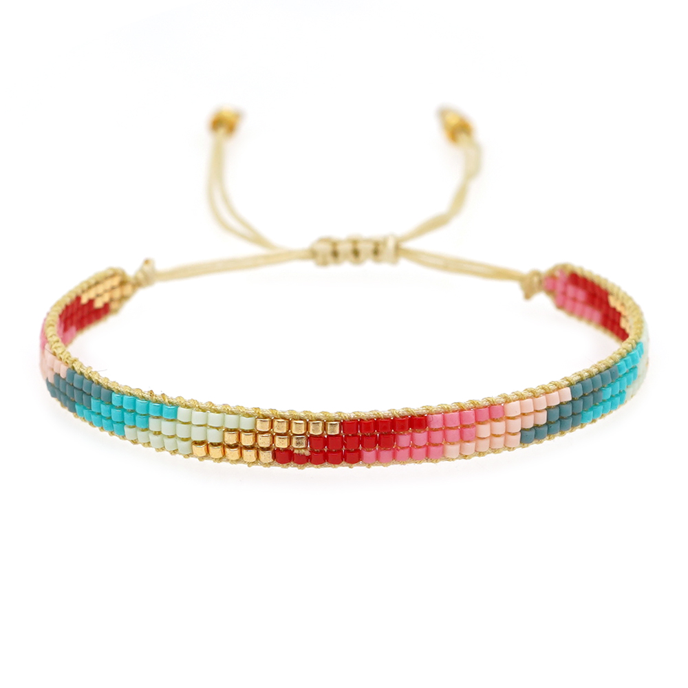 Basic Colorful Glass Braid Woven Belt Women's Bracelets display picture 14