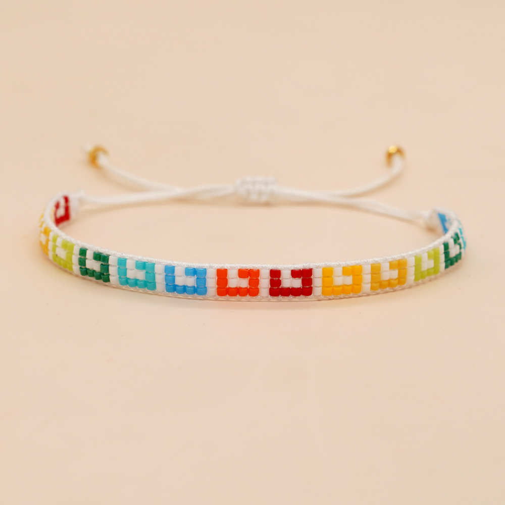 Basic Bunt Glas Flechten Gewebter Gürtel Frau Armbänder display picture 22