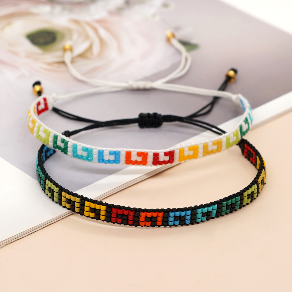 Basic Colorful Glass Braid Woven Belt Women's Bracelets display picture 23