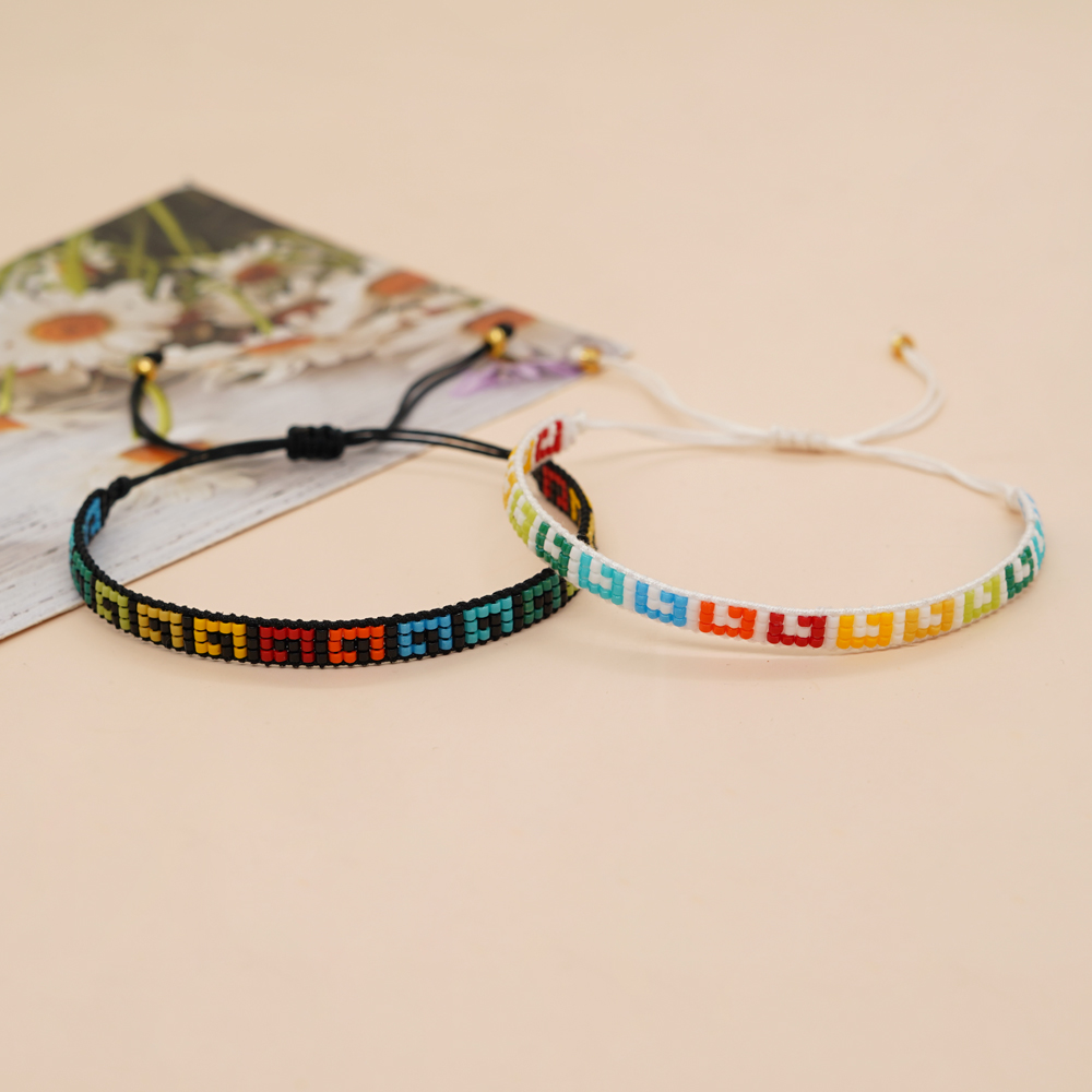 Basic Colorful Glass Braid Woven Belt Women's Bracelets display picture 25