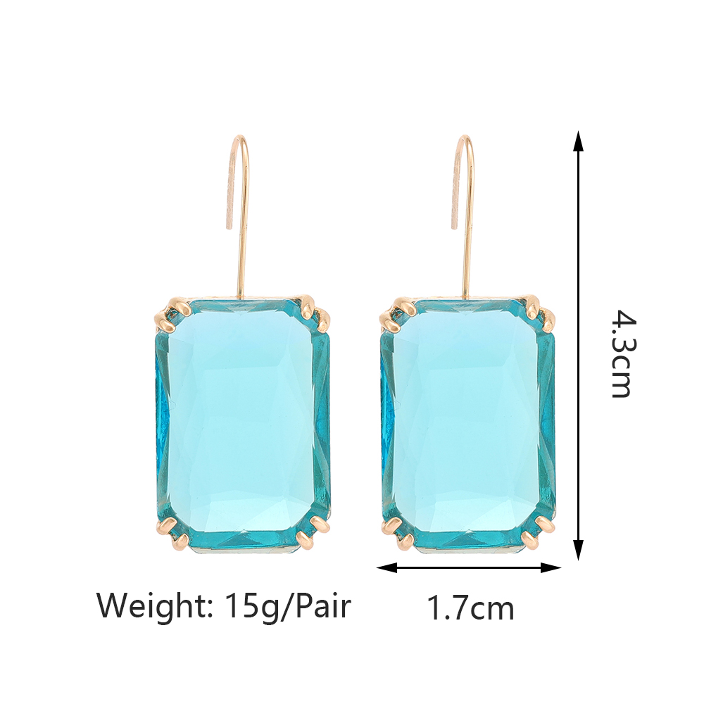 1 Pair Sweet Simple Style Rectangle Inlay Alloy Glass Ear Hook display picture 14