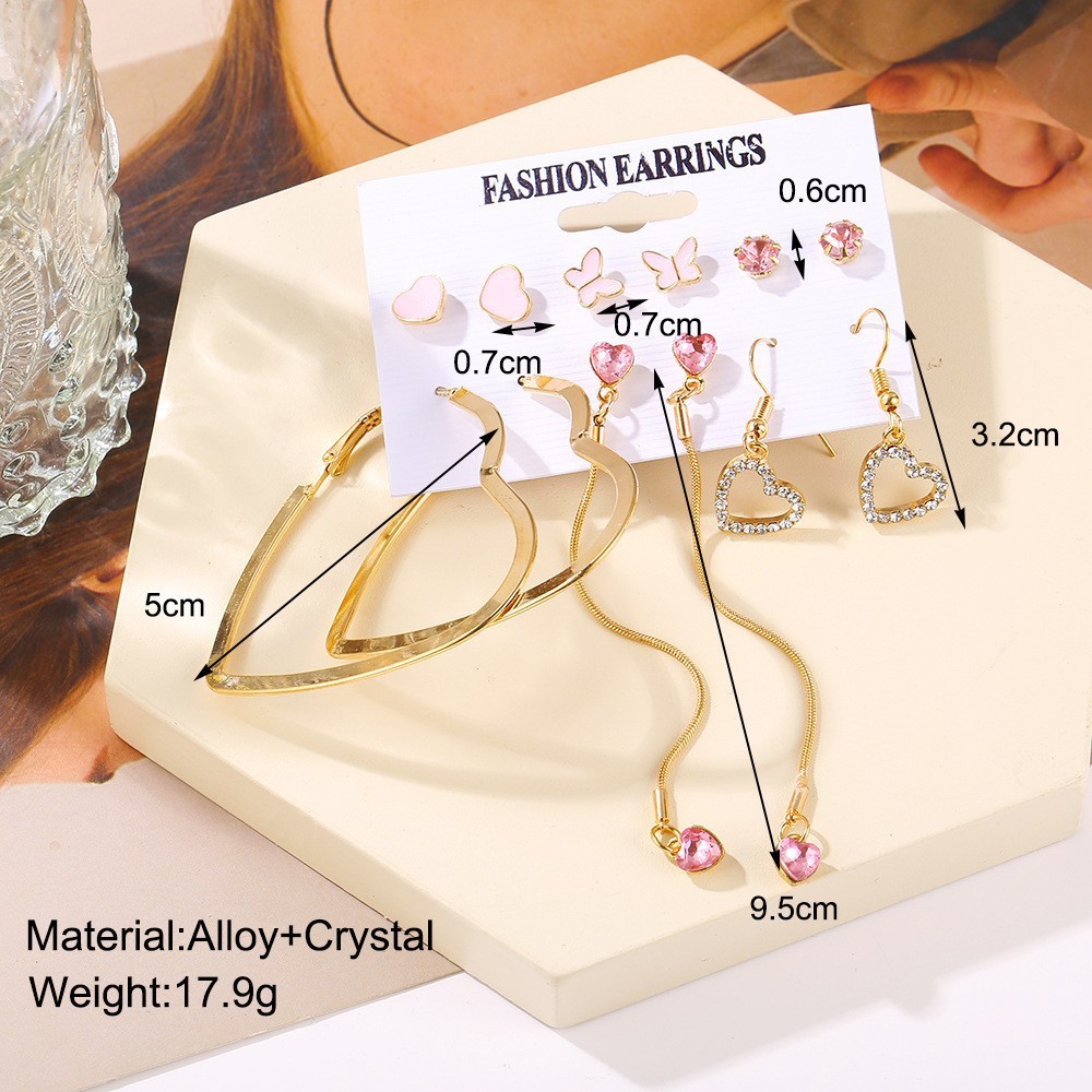 Fairy Style Sweet Tassel Heart Shape Butterfly Alloy Plating Inlay Artificial Gemstones Artificial Crystal Artificial Diamond Gold Plated Silver Plated Women's Earrings display picture 4