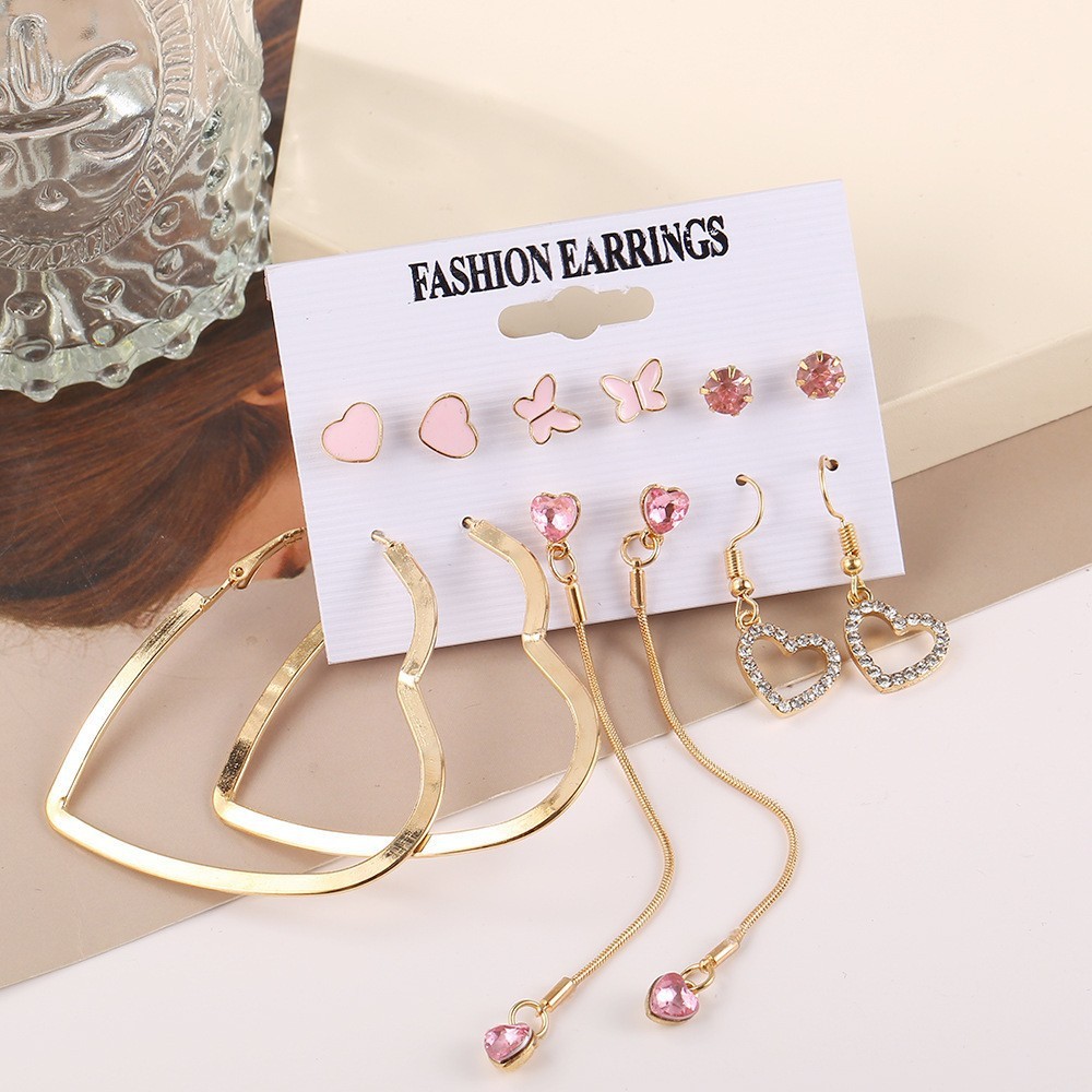 Fairy Style Sweet Tassel Heart Shape Butterfly Alloy Plating Inlay Artificial Gemstones Artificial Crystal Artificial Diamond Gold Plated Silver Plated Women's Earrings display picture 1