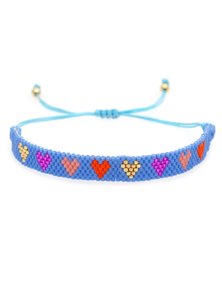 Simple Style Peach Heart Shape Flower Glass Braid Woven Belt Women's Bracelets display picture 46