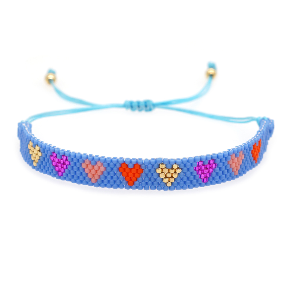 Simple Style Peach Heart Shape Flower Glass Braid Woven Belt Women's Bracelets display picture 47