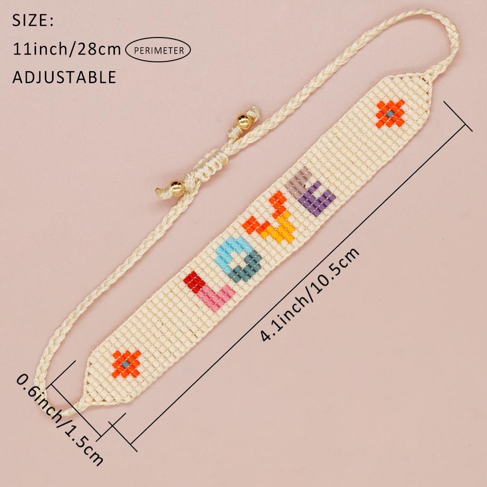 Simple Style Peach Heart Shape Flower Glass Braid Woven Belt Women's Bracelets display picture 63