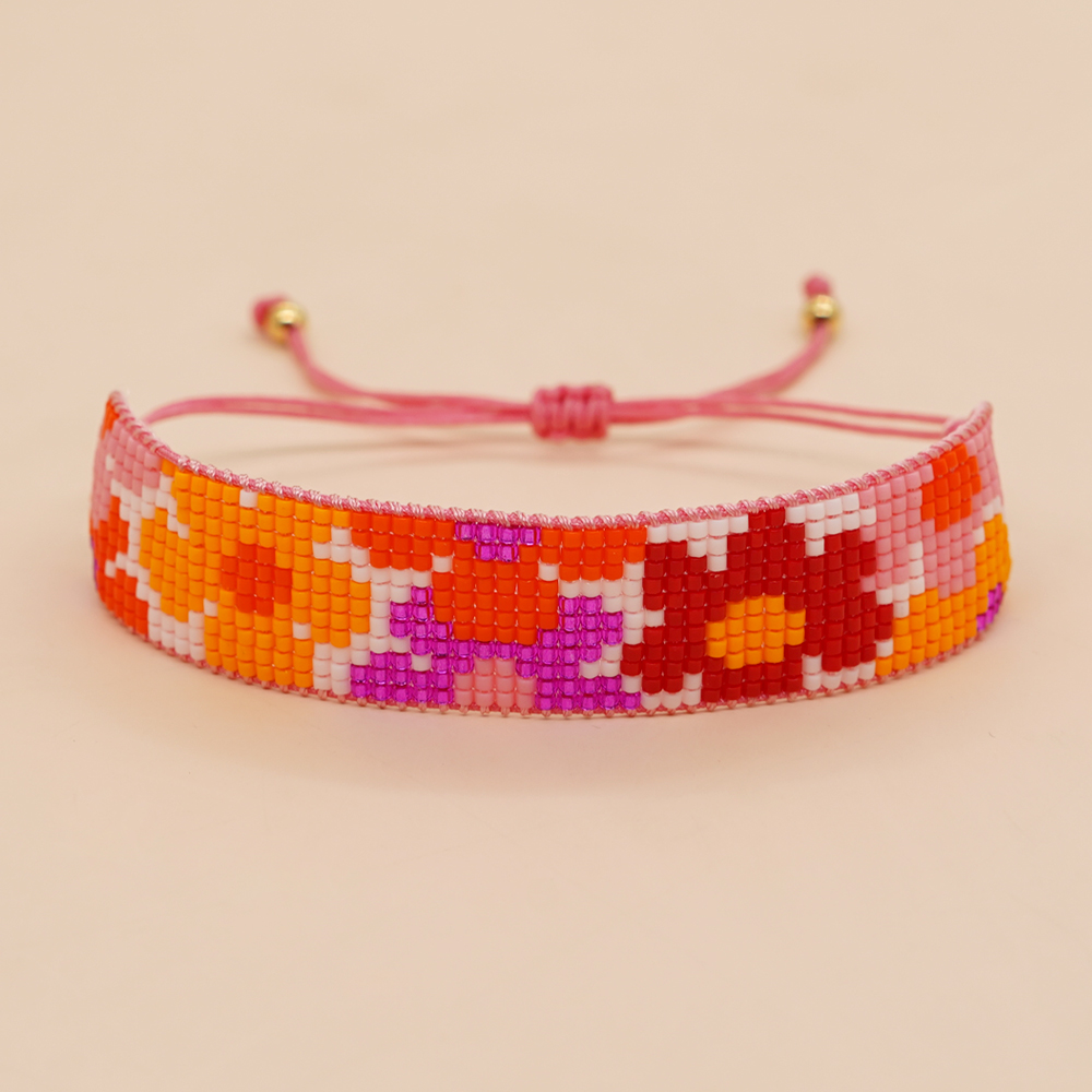 Simple Style Peach Heart Shape Flower Glass Braid Woven Belt Women's Bracelets display picture 67