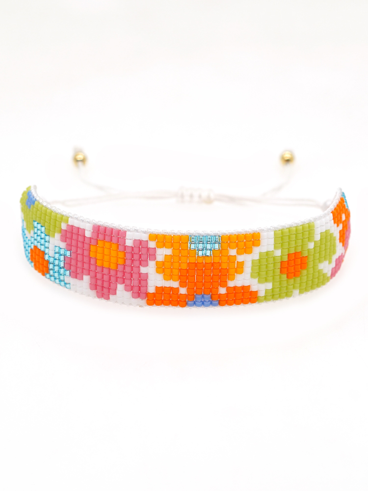 Simple Style Peach Heart Shape Flower Glass Braid Woven Belt Women's Bracelets display picture 71