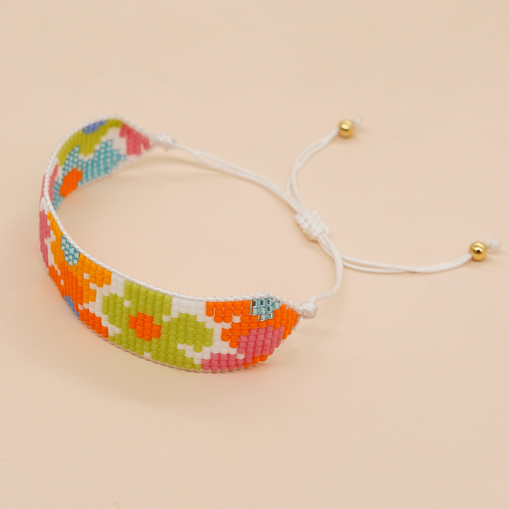 Simple Style Peach Heart Shape Flower Glass Braid Woven Belt Women's Bracelets display picture 74