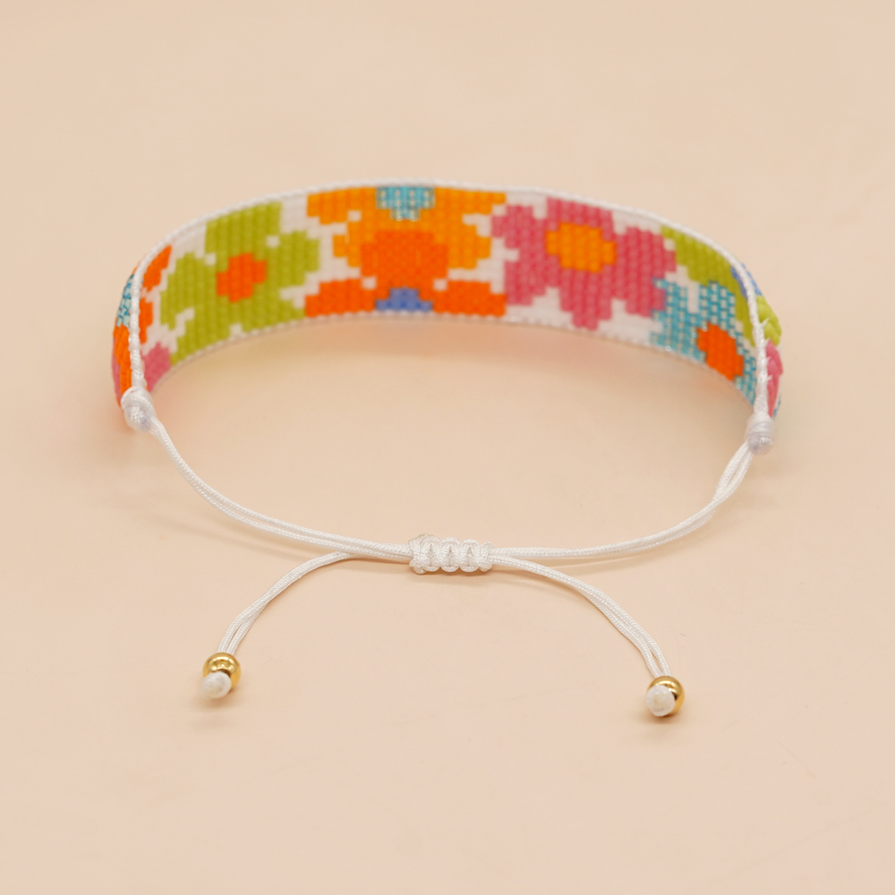 Simple Style Peach Heart Shape Flower Glass Braid Woven Belt Women's Bracelets display picture 76