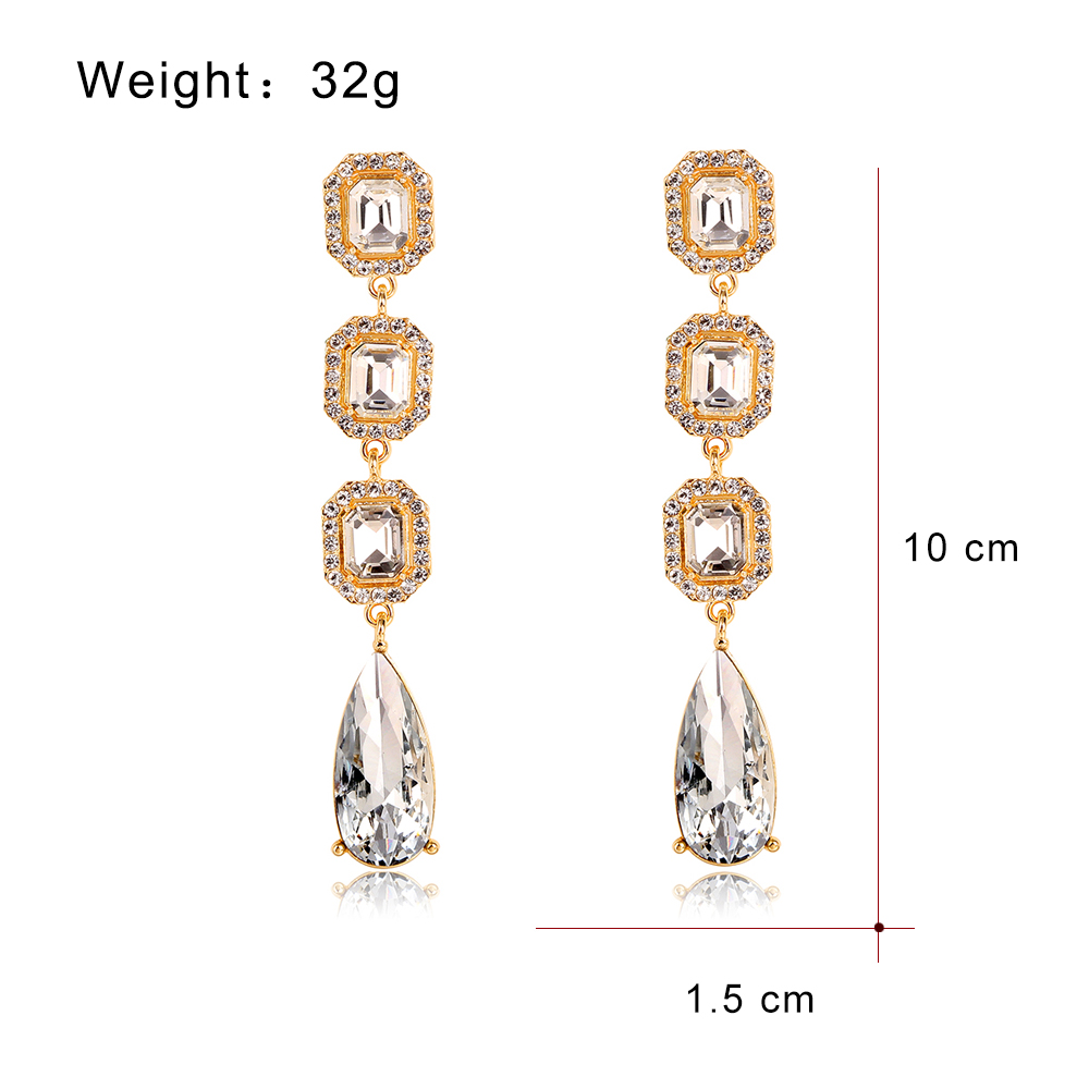 Lady Water Droplets Alloy Inlay Rhinestones Glass Women's Dangling Earrings display picture 1