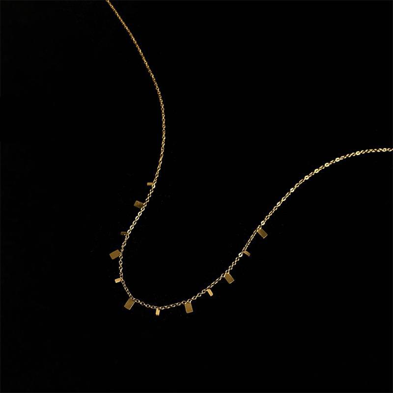 304 Stainless Steel 18K Gold Plated Simple Style Plating Round Square Water Droplets Necklace display picture 2