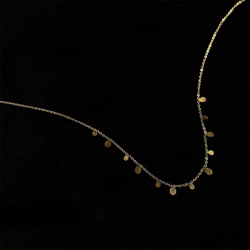 304 Stainless Steel 18K Gold Plated Simple Style Plating Round Square Water Droplets Necklace display picture 3