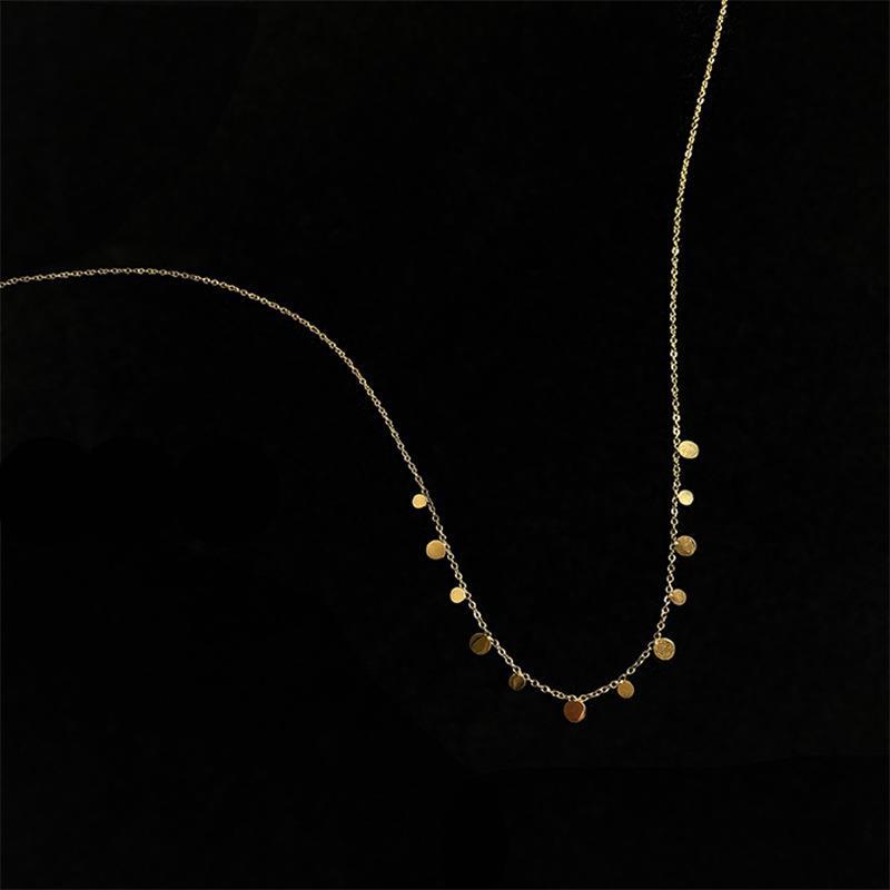 304 Stainless Steel 18K Gold Plated Simple Style Plating Round Square Water Droplets Necklace display picture 4