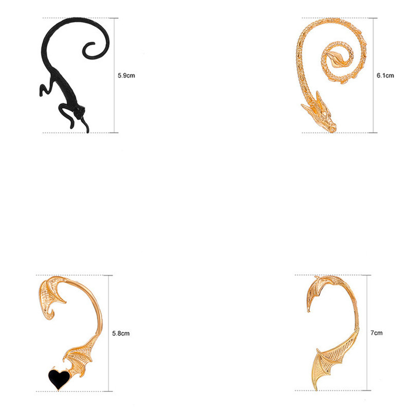Hip-hop Punk Streetwear Heart Shape Snake Dragon Alloy Metal Copper Plating 18k Gold Plated Gold Plated Silver Plated Women's Ear Clips display picture 11