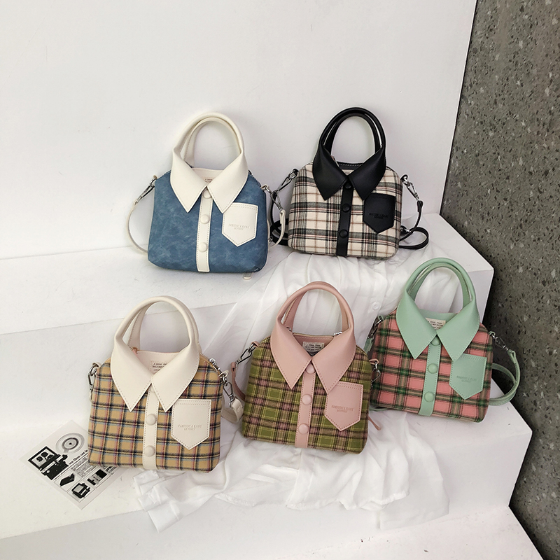 Unisex Canvas Color Block Plaid Vacation Sewing Thread Square Magnetic Buckle Handbag display picture 1