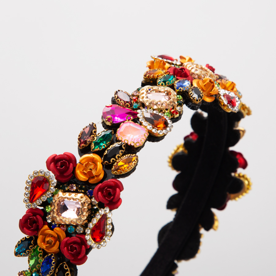 Elegant Luxurious Flower Cloth Inlay Rhinestones Hair Band display picture 4