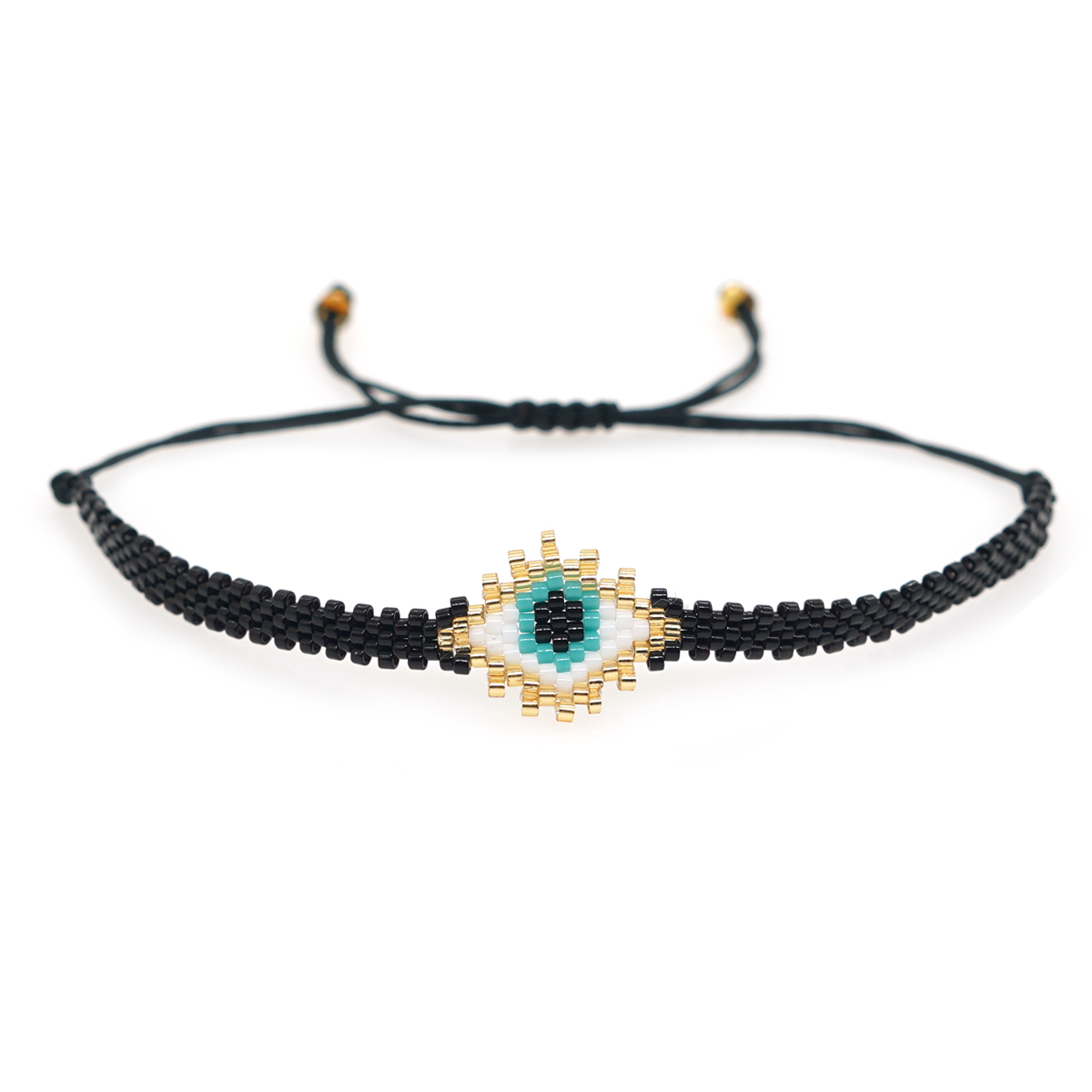 Bohemian Devil's Eye Heart Shape Flower Glass Rope Braid Women's Bracelets display picture 4