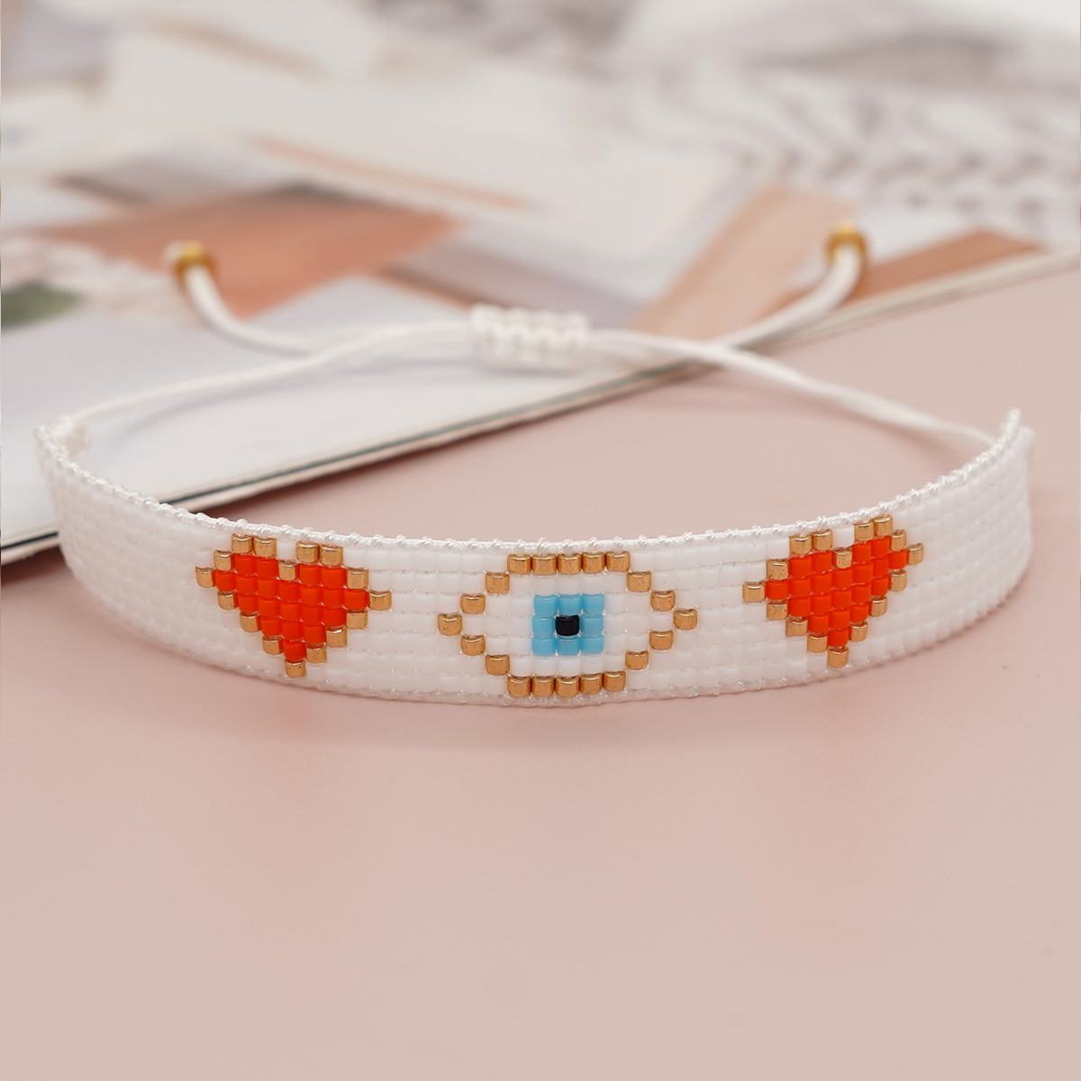 Bohemian Devil's Eye Heart Shape Flower Glass Rope Braid Women's Bracelets display picture 16