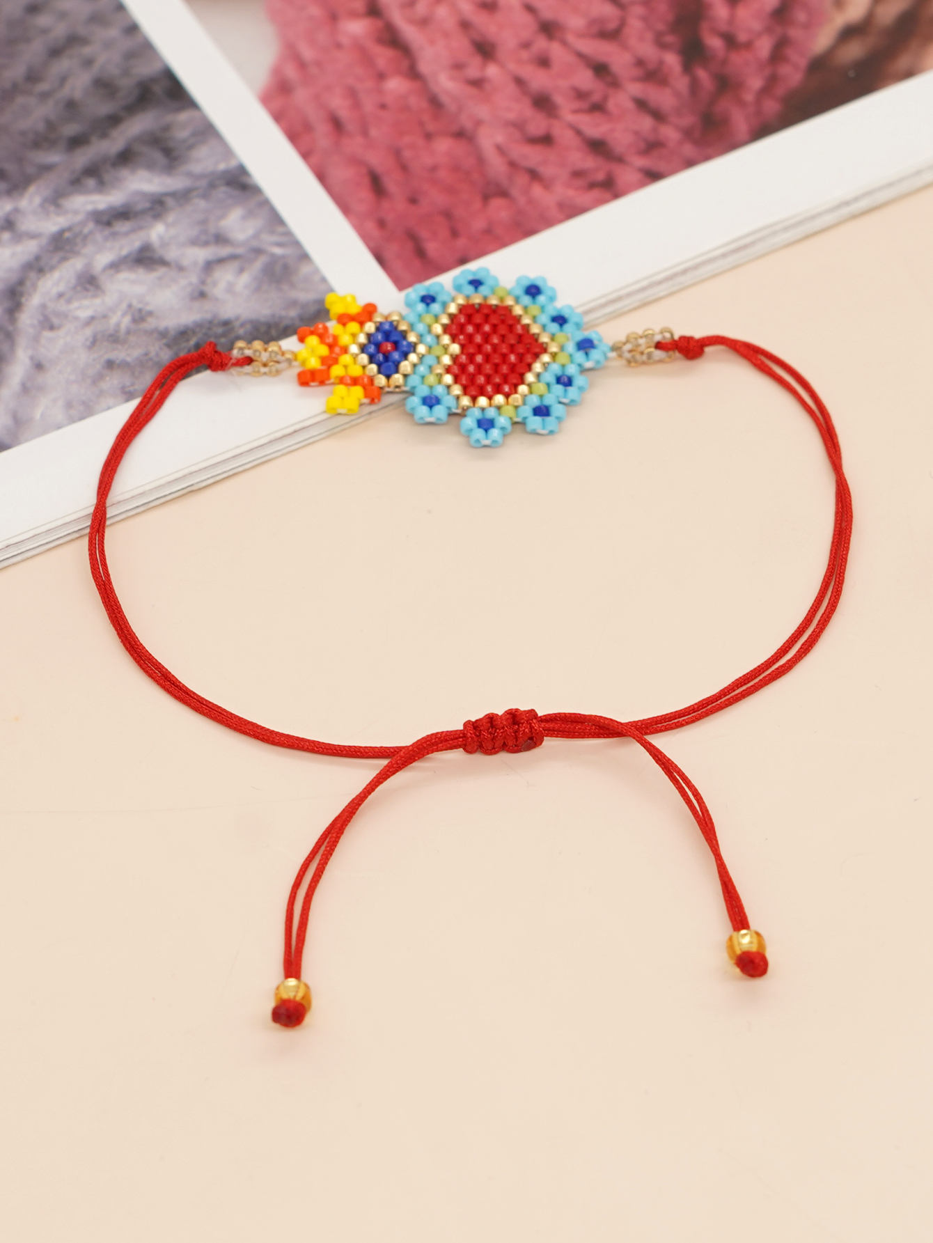 Bohemian Devil's Eye Heart Shape Flower Glass Rope Braid Women's Bracelets display picture 50