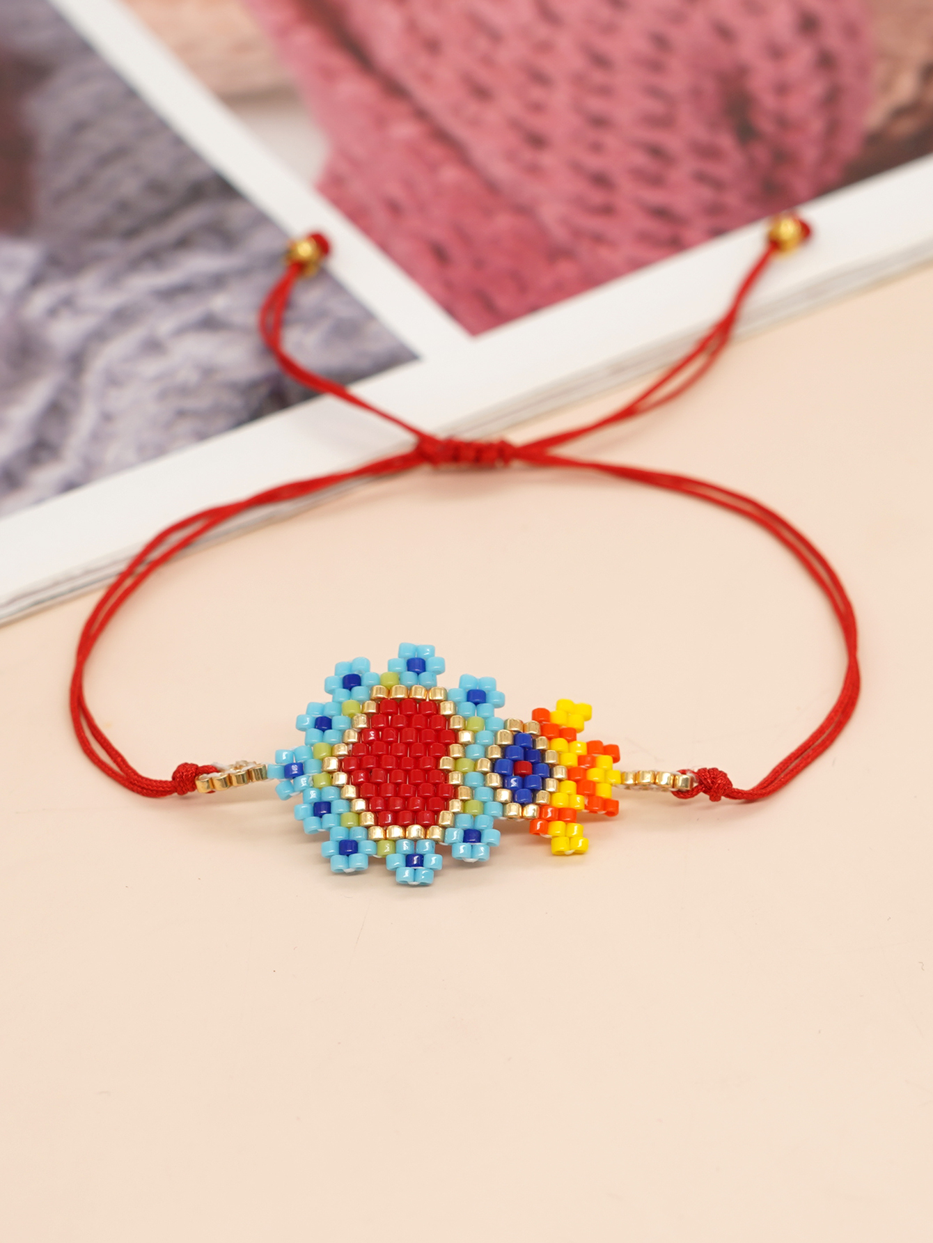 Bohemian Devil's Eye Heart Shape Flower Glass Rope Braid Women's Bracelets display picture 49