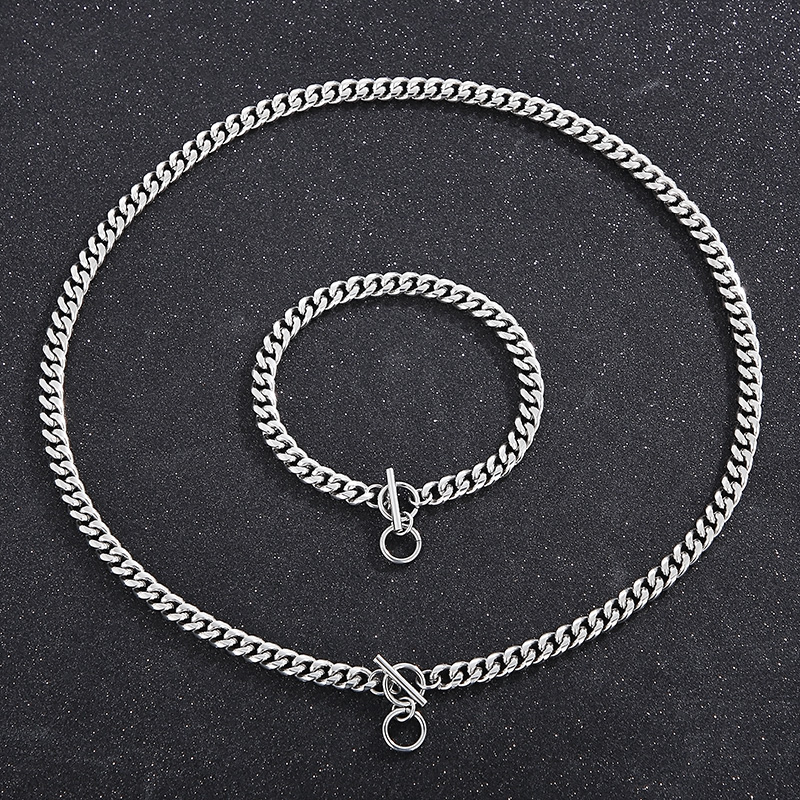 Hip-hop Punk Solid Color Stainless Steel Toggle Bracelets Necklace display picture 4