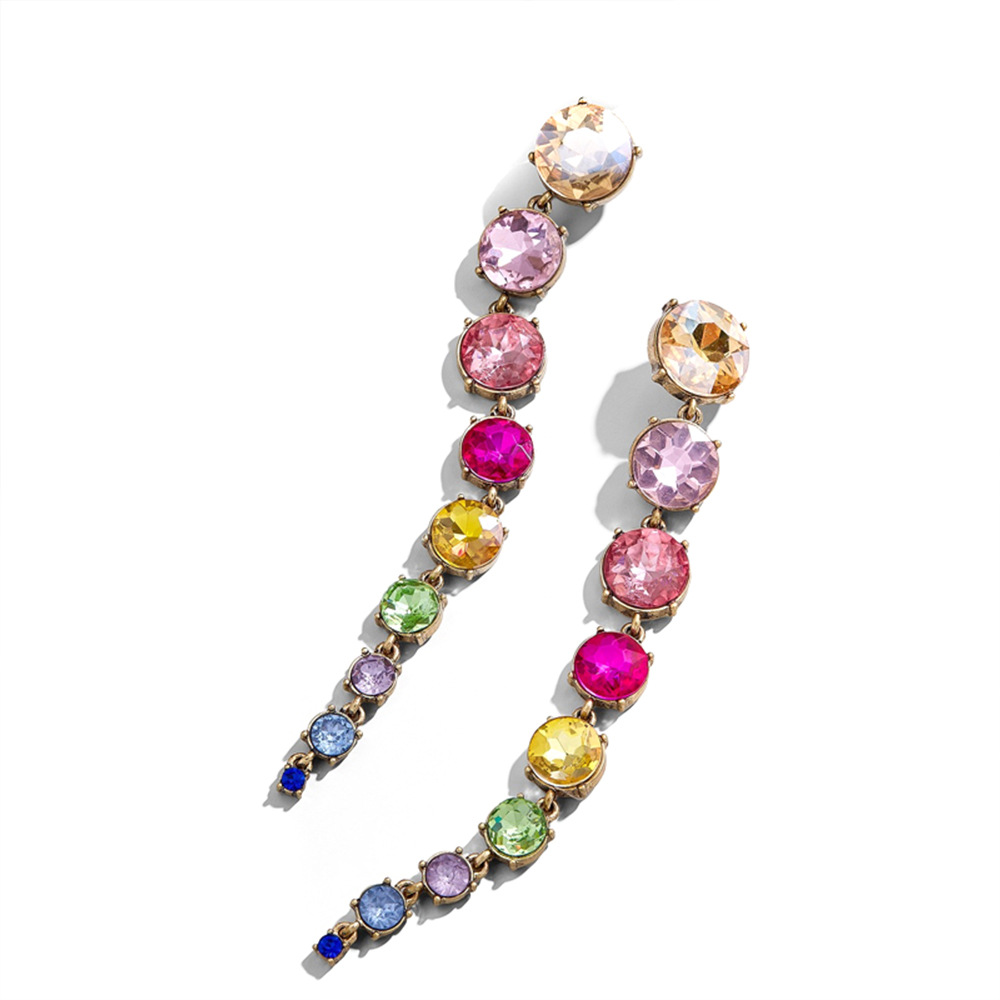 Elegant Glam Round Alloy Plating Inlay Rhinestones Women's Drop Earrings display picture 1