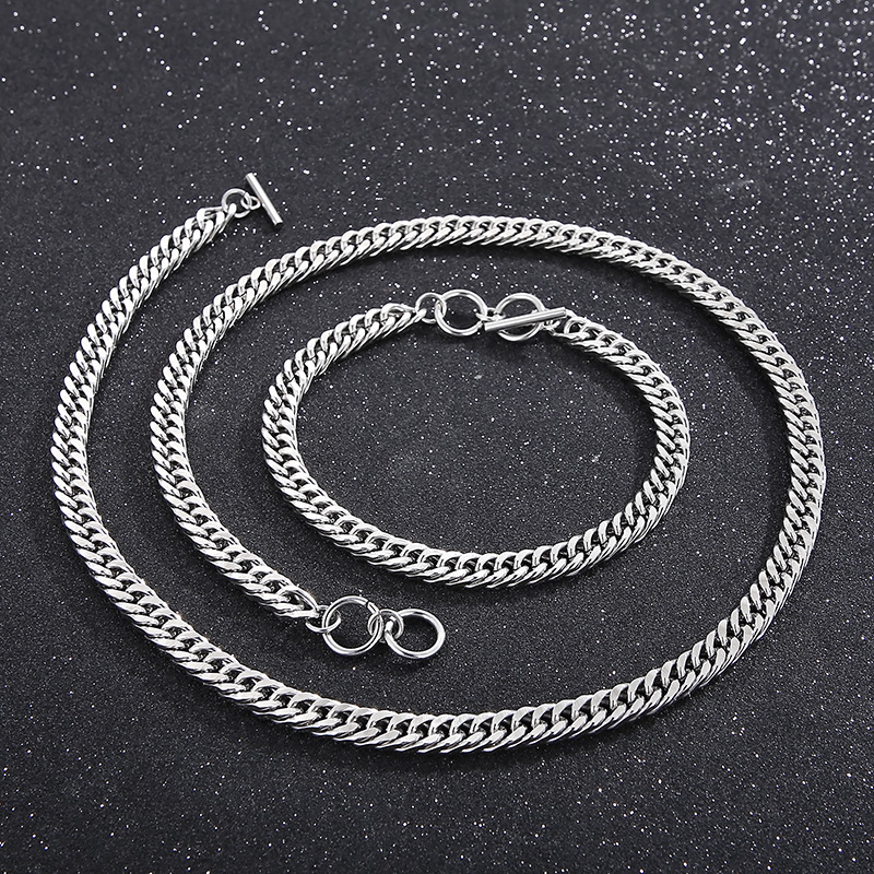 Hip-hop Punk Solid Color Stainless Steel Toggle Bracelets Necklace display picture 13