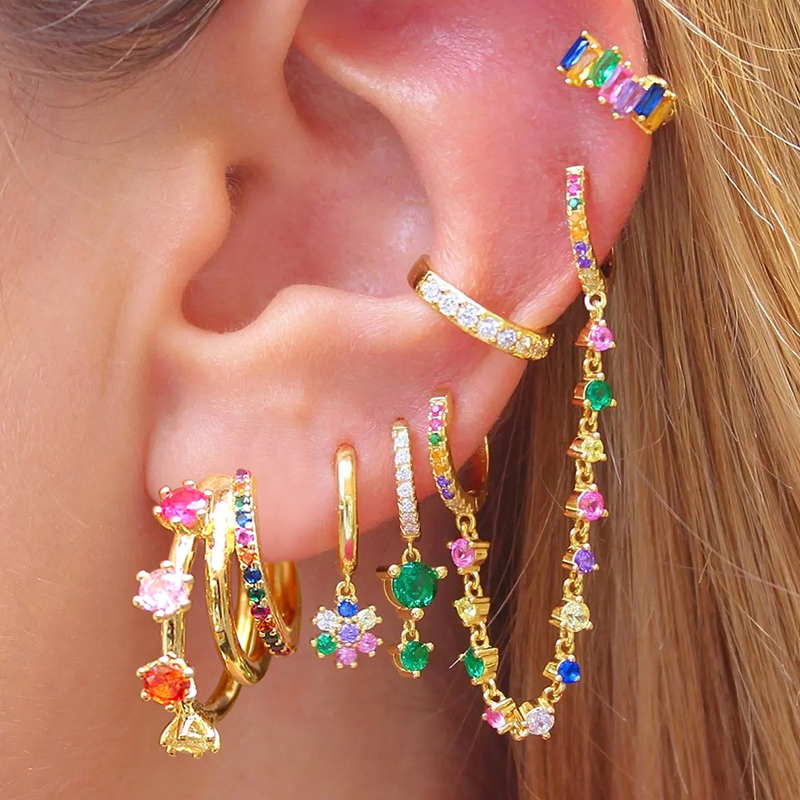 1 Pair Elegant Classic Style Petal Inlay Copper Zircon 24k Gold Plated Drop Earrings Ear Studs display picture 1