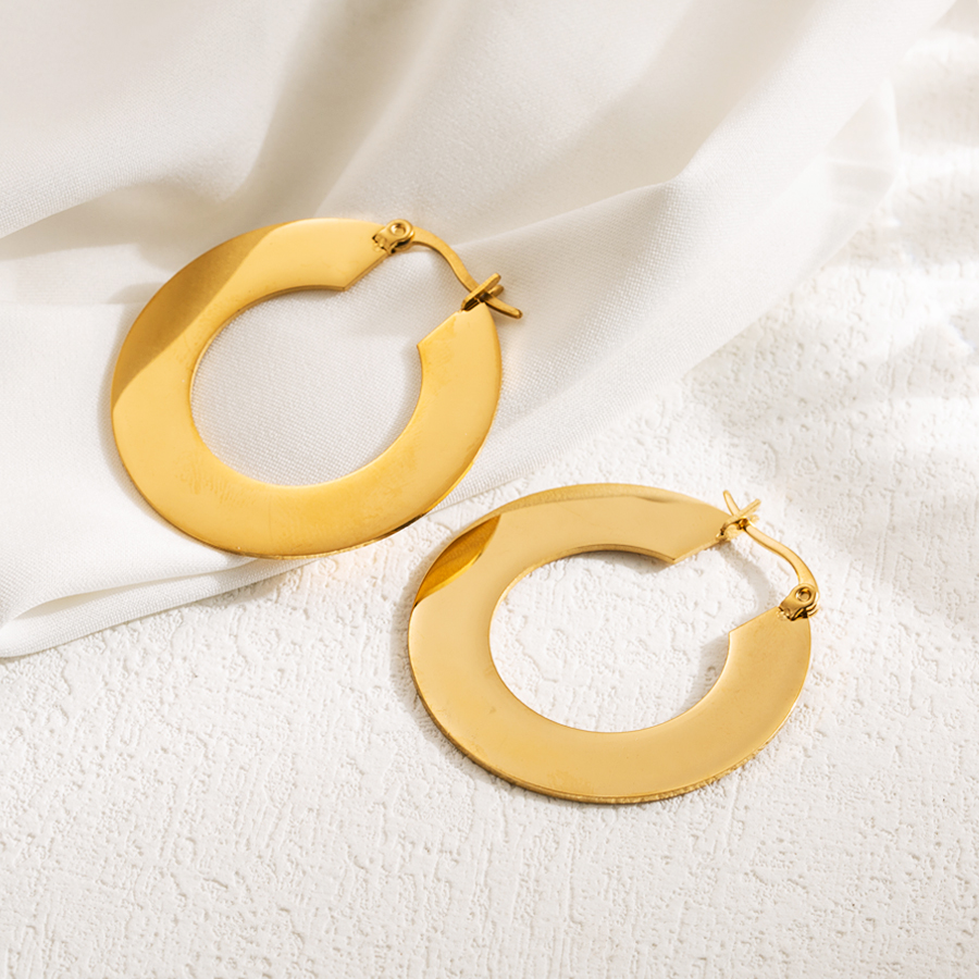 1 Pair Ig Style Oversized C Shape Semicircle Plating Three-dimensional Stainless Steel 18k Gold Plated Ear Studs display picture 1