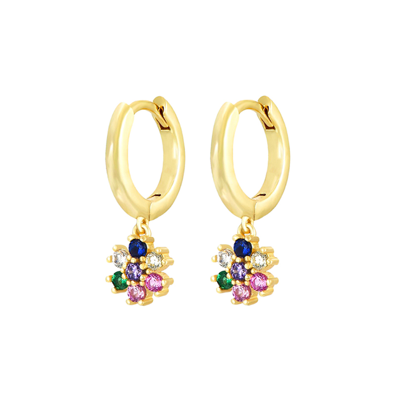 1 Pair Elegant Classic Style Petal Inlay Copper Zircon 24k Gold Plated Drop Earrings Ear Studs display picture 4