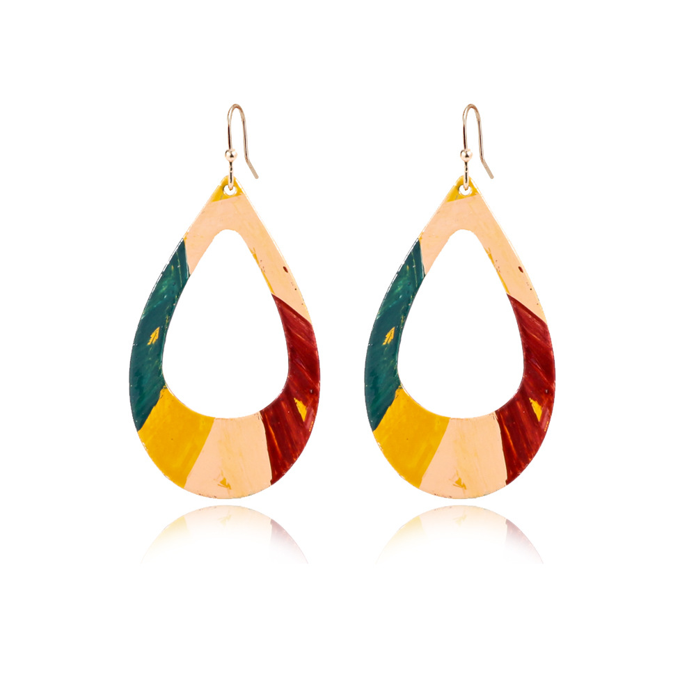 Vacation Simple Style Color Block Water Droplets Alloy Plating Hollow Out Women's Drop Earrings display picture 1