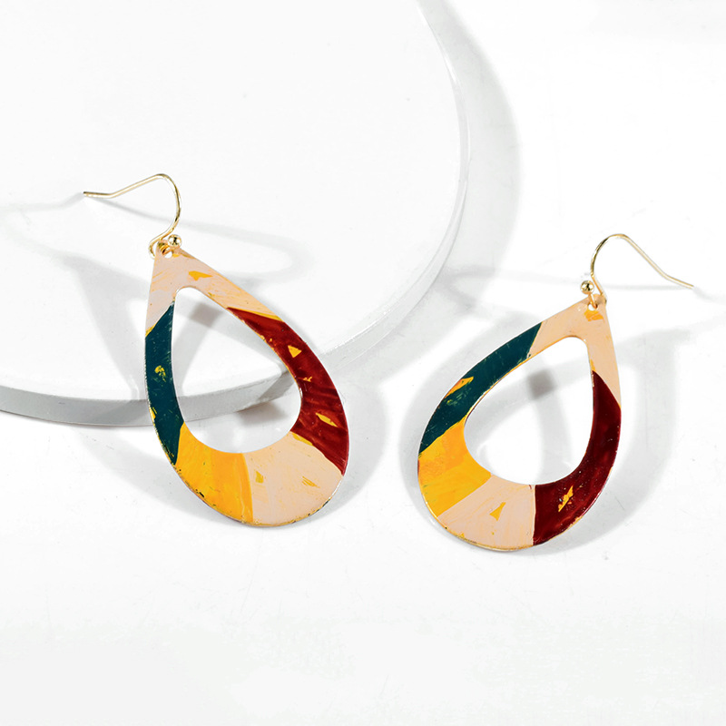Vacation Simple Style Color Block Water Droplets Alloy Plating Hollow Out Women's Drop Earrings display picture 4