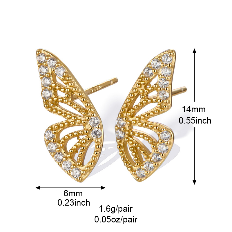 1 Pair Elegant Sweet Simple Style Butterfly Plating Inlay Copper Zircon 24k Gold Plated Ear Studs display picture 2