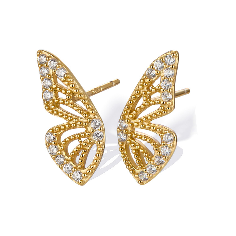 1 Pair Elegant Sweet Simple Style Butterfly Plating Inlay Copper Zircon 24k Gold Plated Ear Studs display picture 4