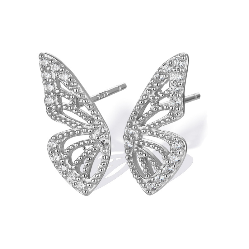 1 Pair Elegant Sweet Simple Style Butterfly Plating Inlay Copper Zircon 24k Gold Plated Ear Studs display picture 3