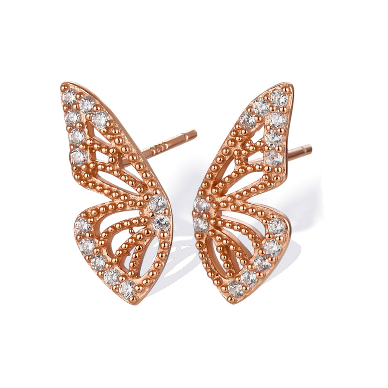 1 Pair Elegant Sweet Simple Style Butterfly Plating Inlay Copper Zircon 24k Gold Plated Ear Studs display picture 5