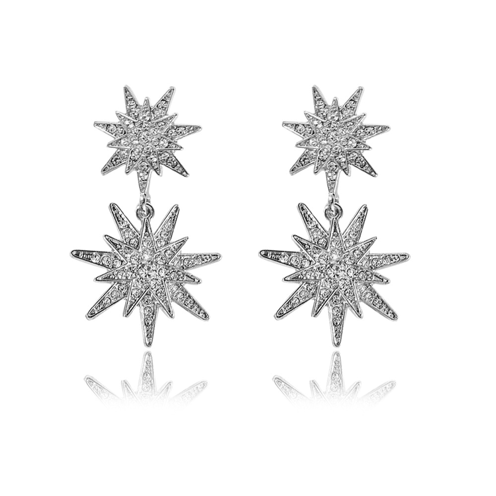 Shiny Star Alloy Plating Inlay Rhinestones Women's Drop Earrings display picture 2