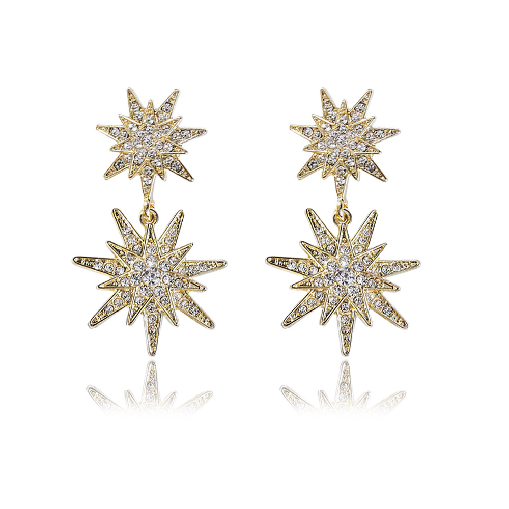 Shiny Star Alloy Plating Inlay Rhinestones Women's Drop Earrings display picture 1