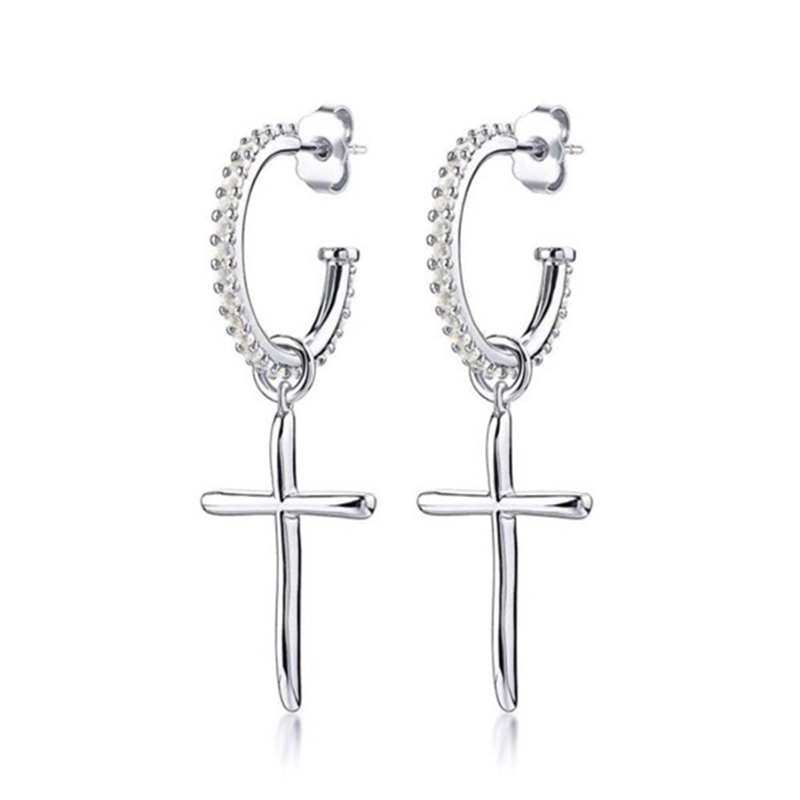 Punk Cross Metal Plating Inlay Zircon Gold Plated Silver Plated Women's Drop Earrings display picture 1