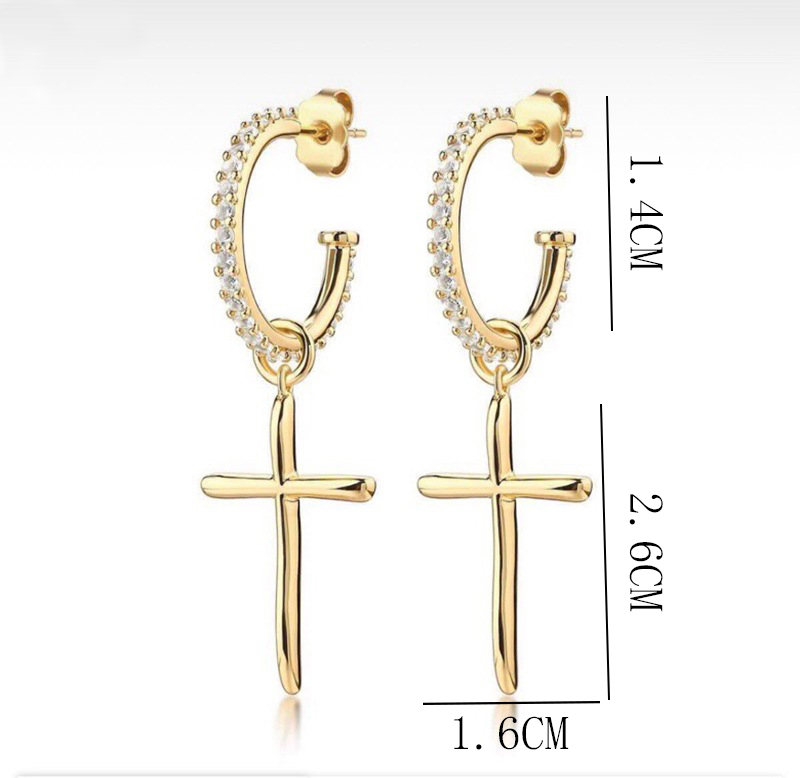 Punk Cross Metal Plating Inlay Zircon Gold Plated Silver Plated Women's Drop Earrings display picture 3