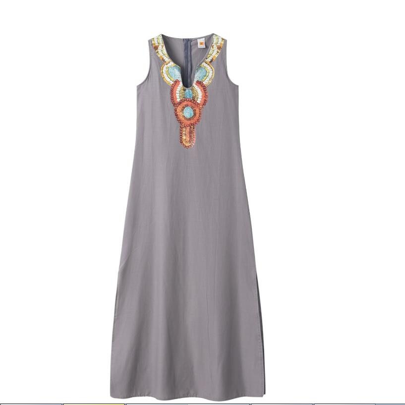 Women's A-line Skirt Bohemian V Neck Slit Sleeveless Geometric Maxi Long Dress Daily display picture 4